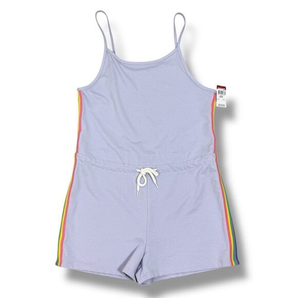 Joe Boxer Rainbow Striped Sides Shorts Romper Playsuit Lavender Juniors Medium - Picture 12 of 12